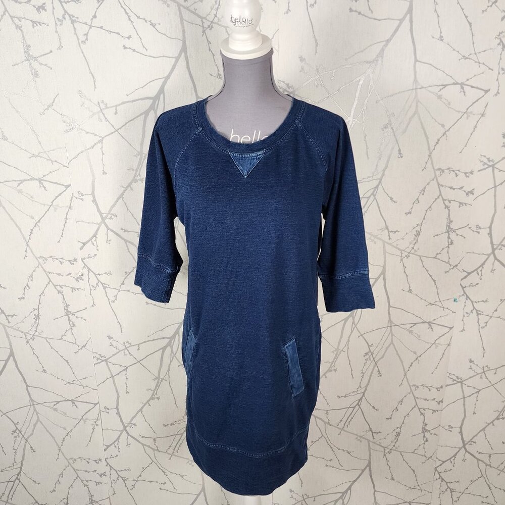 Lacoste Dark Wash Cotton Stretch Crewneck Sweatshirt Dress